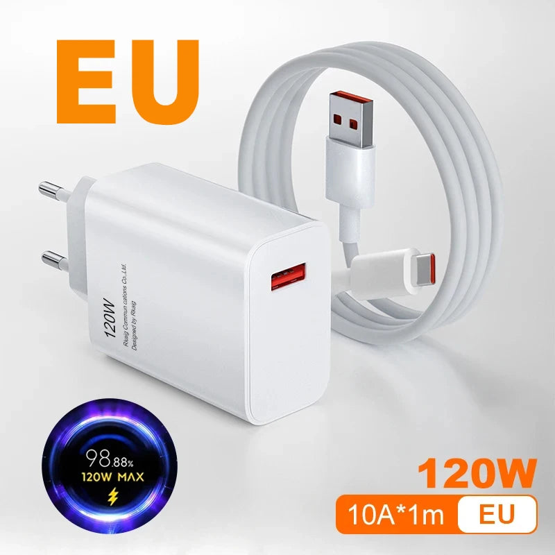 120W Fast Charger with USB-C Cable – EU Plug