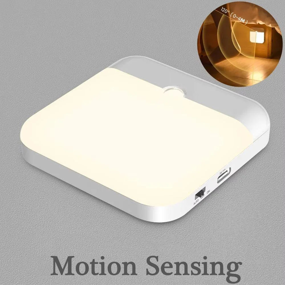 Motion Sensor Light USB Rechargeable Night Light LED Lamp for Kitchen Bedroom Stairs Hallway Cabinet Closet Wardrobe Nightlight