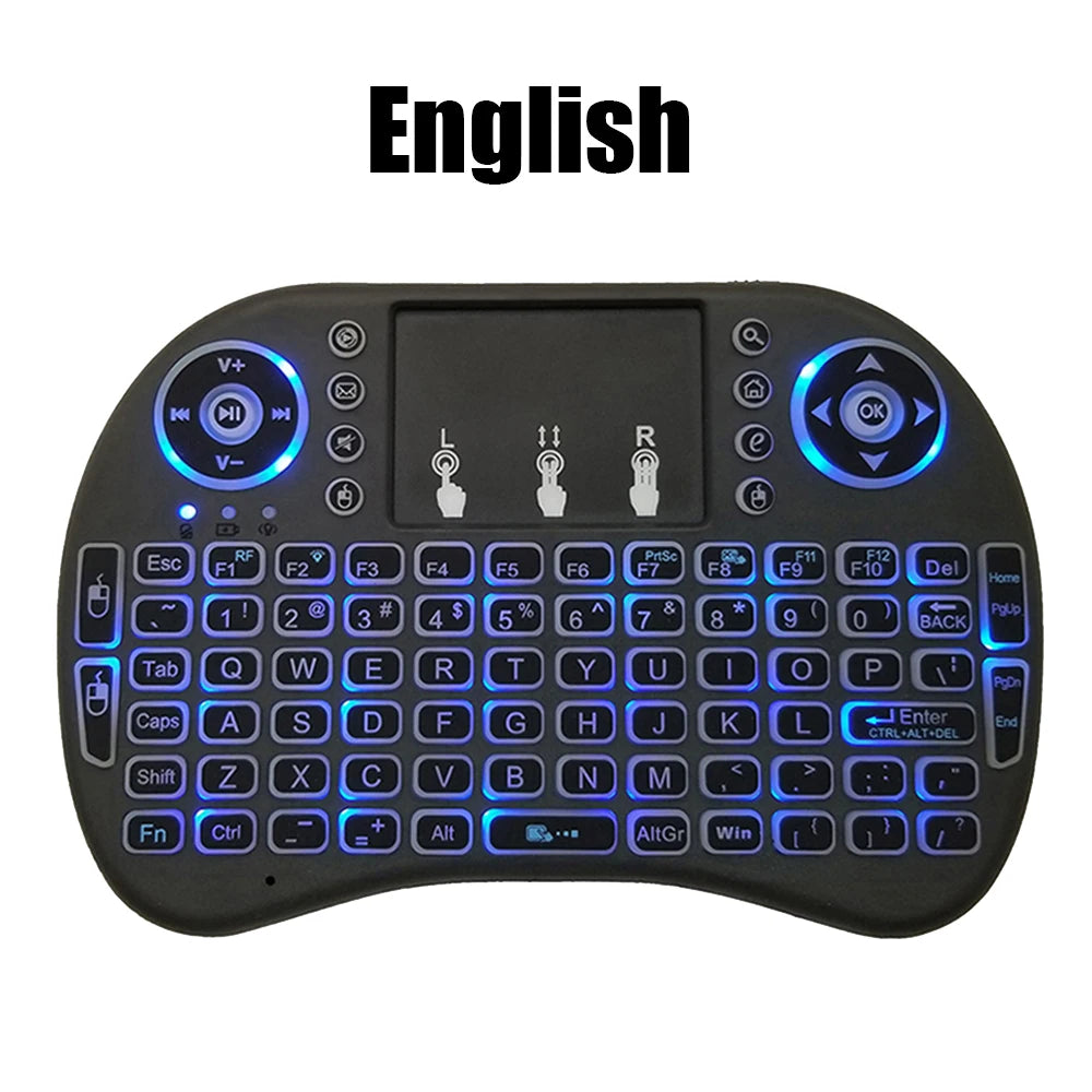 Mini Wireless Keyboard with Touchpad & 7-Color Backlight