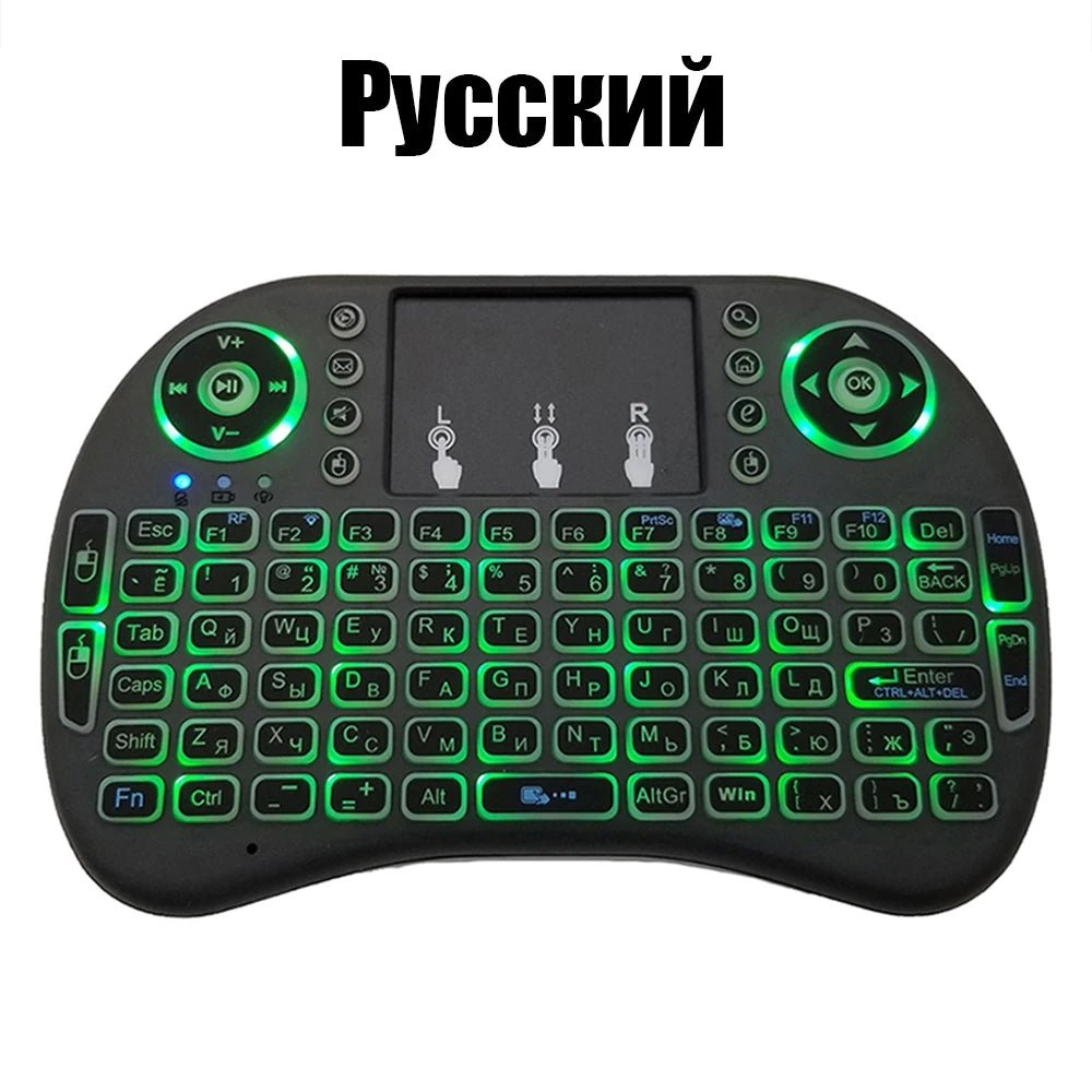 Mini Wireless Keyboard with Touchpad & 7-Color Backlight