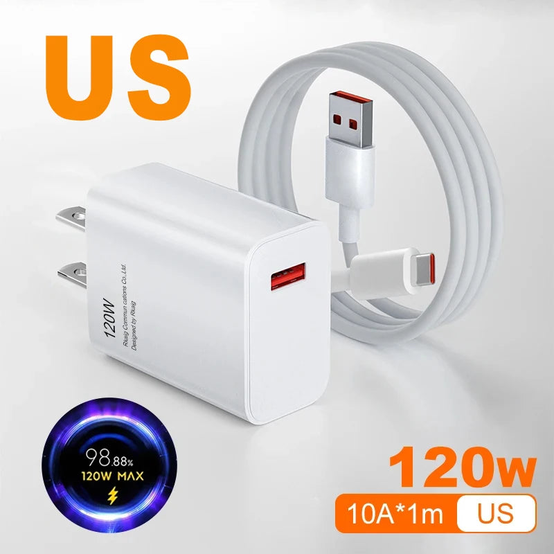 120W Fast Charger with USB-C Cable – EU Plug