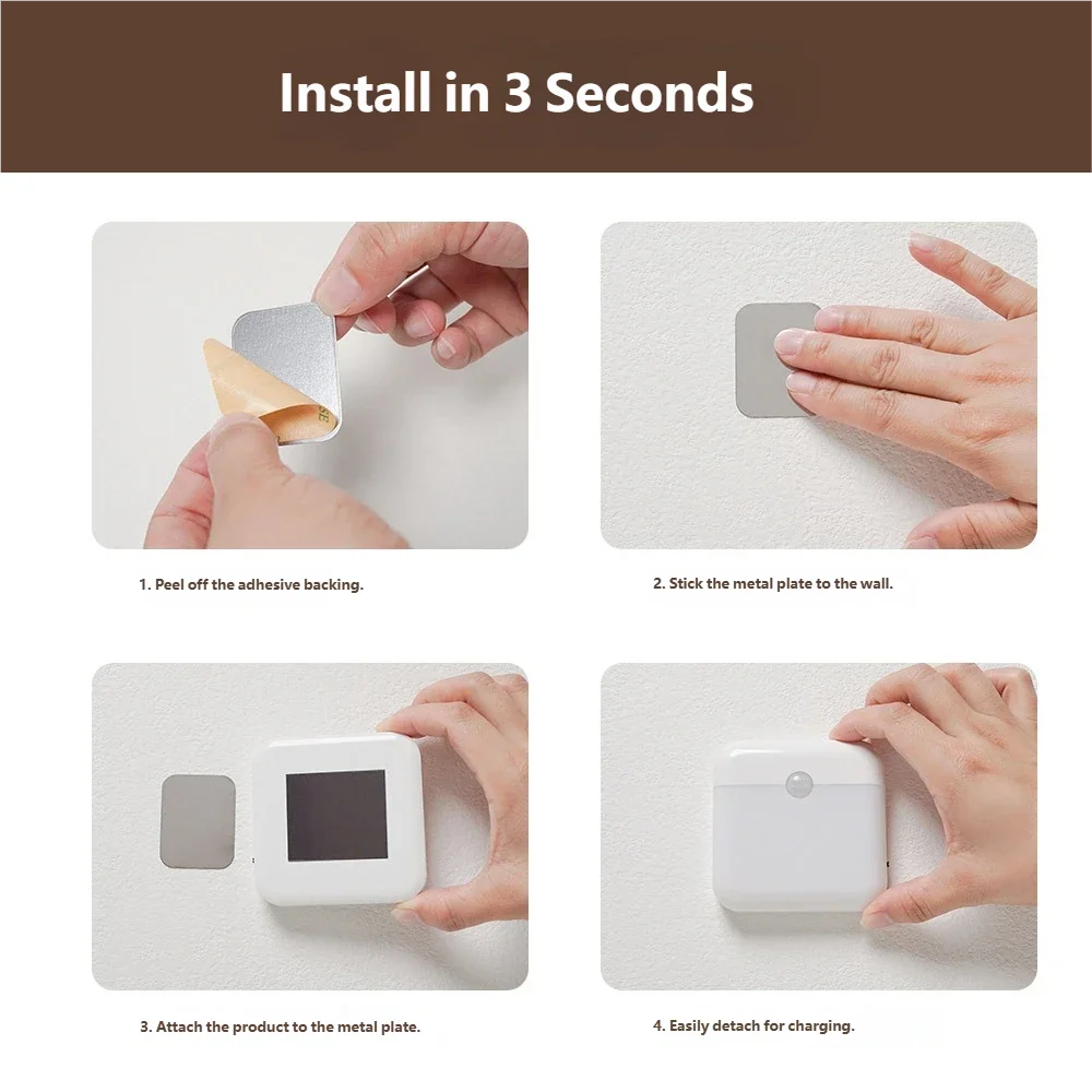 Motion Sensor Light USB Rechargeable Night Light LED Lamp for Kitchen Bedroom Stairs Hallway Cabinet Closet Wardrobe Nightlight