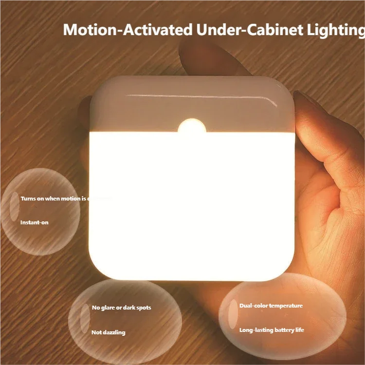 Motion Sensor Light USB Rechargeable Night Light LED Lamp for Kitchen Bedroom Stairs Hallway Cabinet Closet Wardrobe Nightlight